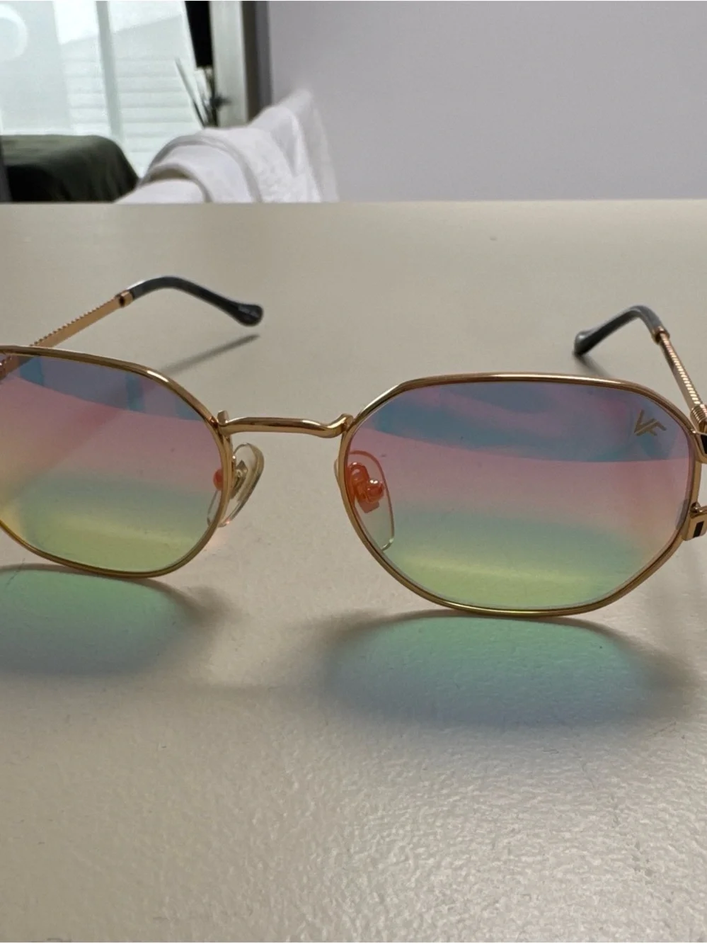 Gold Frame Vintage Frames Women’s Sunglasses with Iridescent Gradient Lenses